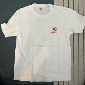 Uniqlo White Short Sleeve Tee with Red Logo
